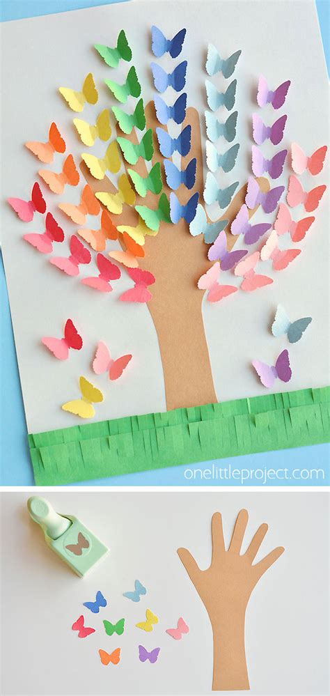 Construction Paper Handprint Butterfly Tree | Construction paper crafts ...