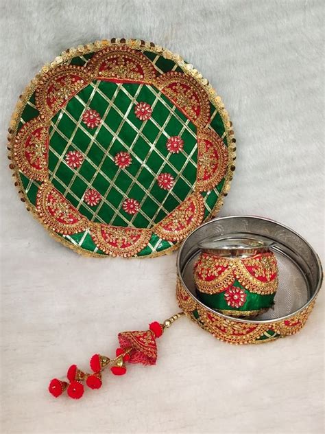 Stainless Steel Karwa Chauth Puja Thali Set, For Pooja at Rs 310/set in ...