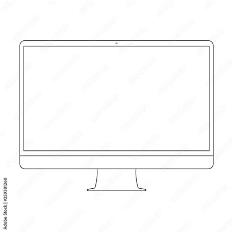 Vetor de Desktop PC computer outline. Desktop computer, pc screen ...