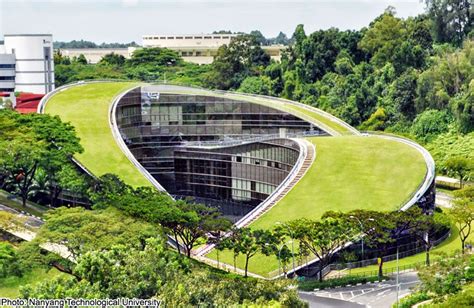 Green Roof of School of Art, Design & Media at Nanyang Technological University campus ...