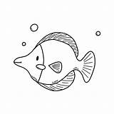 Cute Doodle Sea fish Coloring Page For Kids Vector Illustration  sketch template
