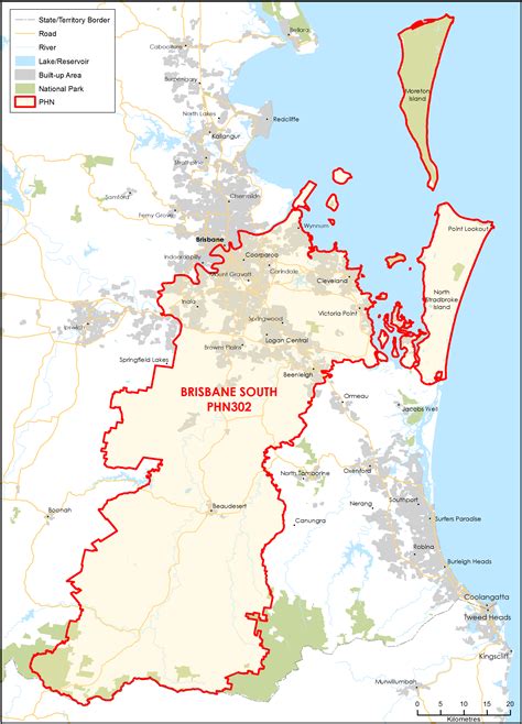 Brisbane South (Qld) Primary Health Network (PHN) map – topographic ...