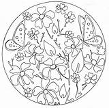 Flowers Leaves And Butterflies  Mandala Coloring Pages For Kids sketch template