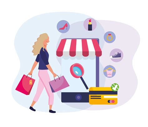 Femme, shopping en ligne avec des icônes de smartphone et de vente au détail - Telecharger ...