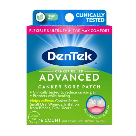 Buy DenTek Canker Relief Sore Patch Relieves Canker Pain, 6 Count (Pack of 1) Online at ...