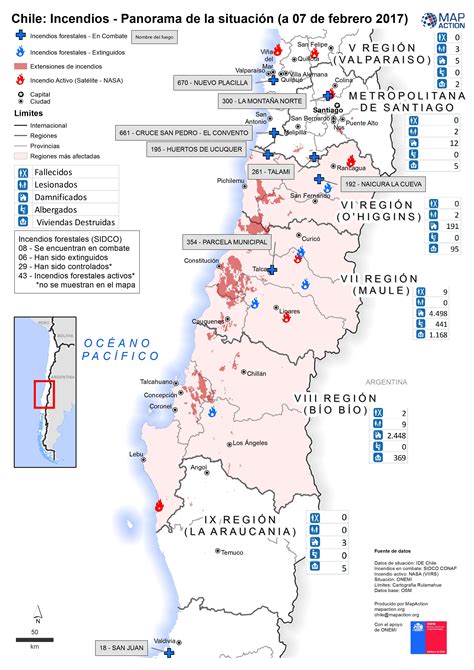 Chile: Incendios - Panorama de la situación (a 07 de febrero 2017) - Datasets - MapAction