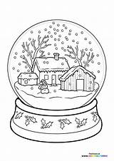 Winter snow globe  Coloring Pages For Kids sketch template
