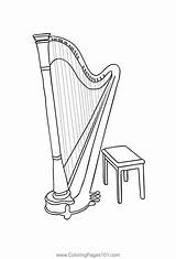 Large Gothic Harp Coloring Page  Pages Printable coloring sketch template