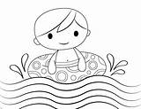Printable Swimming Boy Coloring Page sketch template