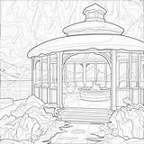 Coloring Page  Gazebo With Snow sketch template