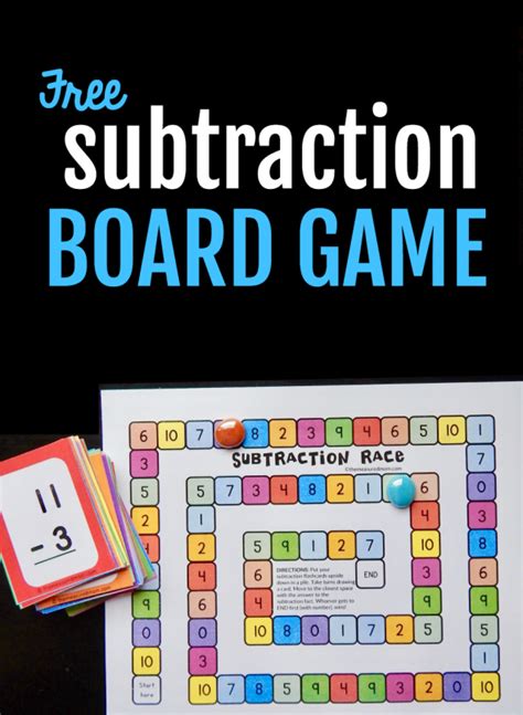 Subtraction board game using flash cards - The Measured Mom