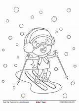 Girl Skiing In Snow Cartoon coloring Page  KidzeZone sketch template
