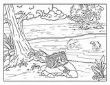 Printable River Scene Coloring Page  Free Pages For sketch template