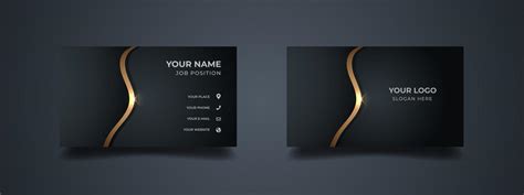 Luxury business card design template. Elegant dark back background with abstract shiny golden ...