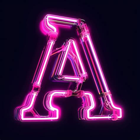 Premium Photo | Alphabet of Letter a Embed With Neon Led Strip Lights ...