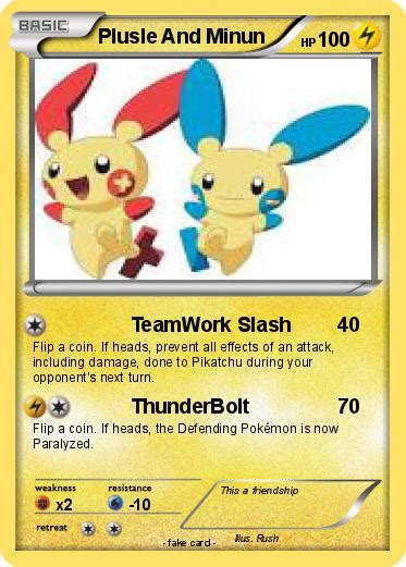 Pokémon Plusle And Minun 40 40 - TeamWork Slash - My Pokemon Card