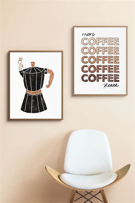 Printable Minimalist Coffee Wall Art More Coffee Please | Etsy