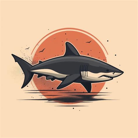 Premium Photo | Shark cartoon flat illustration minimal line art