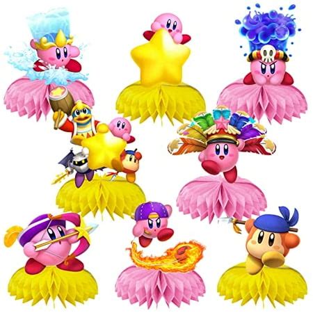 Kirby Party Supplies, 8Pcs game Theme Table centerpieces, 3D Double ...