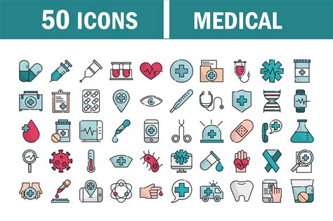 Set of medical and health care equipment line and fill icons 1263205 ...