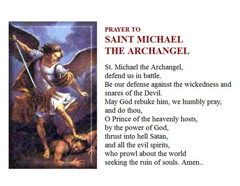 Prayer To St Michael The Archangel Printable