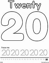 Number 20 Coloring Page sketch template