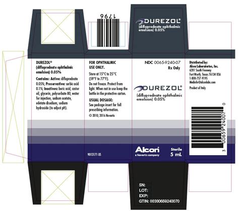 Durezol: Package Insert / Prescribing Information