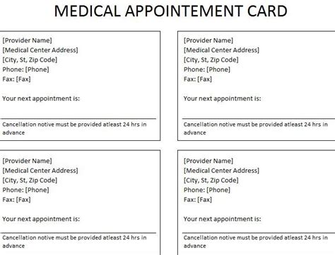 Free Medical Appointment Card Template | Appointment cards, Free business card templates, Card ...