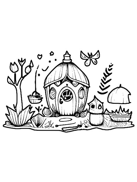 Vintage Fairy Garden Coloring Page · Creative Fabrica