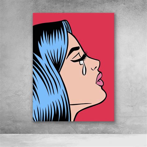 Pop Art Girl Crying - Red - Canvas Wall Art | Pop art canvas, Cute ...