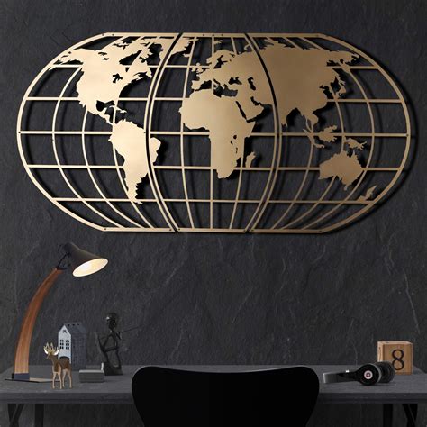 Buy Tubibu Modern Wall Art, 100% Metal - Metalic WORLD GLOBE, Size (23. ...