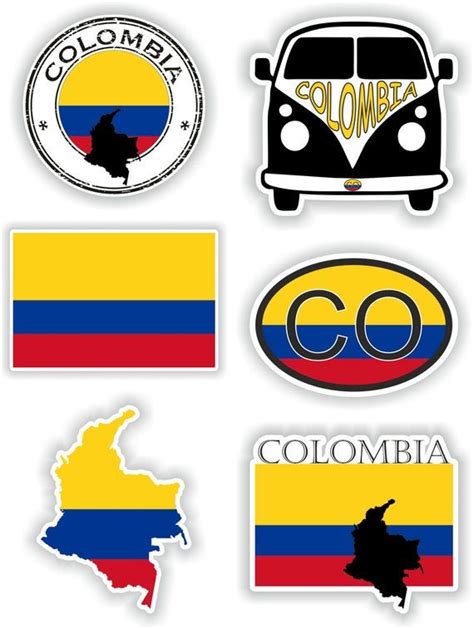 Colombia Set of Stickers for Laptop Book Water Bottle Fridge Guitar ...