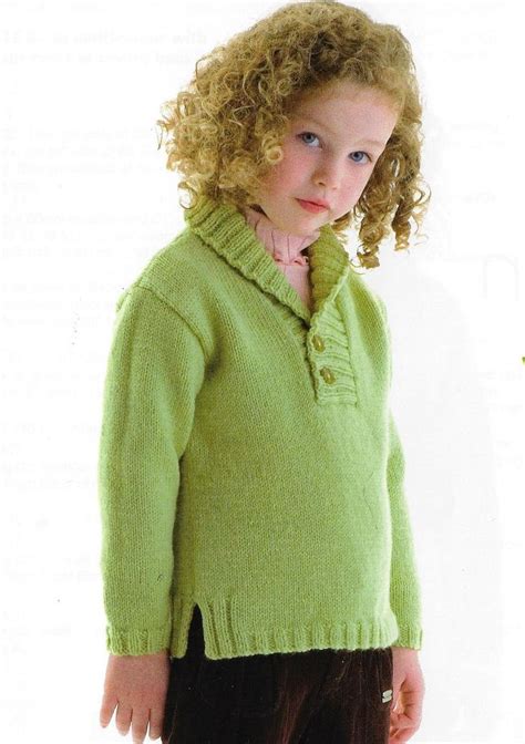 Child's Easy Shawl Collar Sweater knitting pattern Plain or Stripes DK 8 ply yarn 2-10 years PDF ...