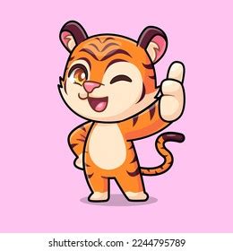 Cute Tiger Thumbs Cartoon Vector Stock Vector (Royalty Free) 2244795789 | Shutterstock