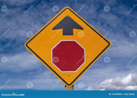 Stop Ahead Sign stock image. Image of cloud, message - 16185905