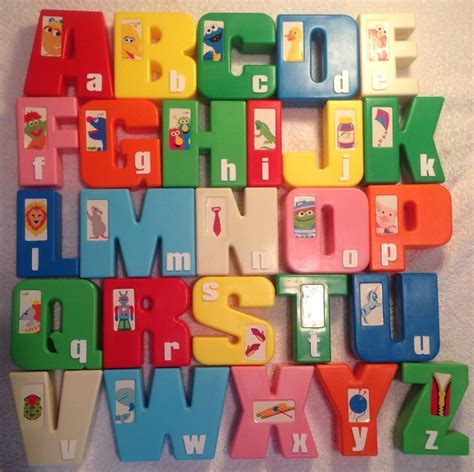 Sesame Street Alphabet Vintage Jumbo ABC Colorful Toy Blocks Tyco Educational | #1814701359