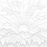 Coloring Page Sunrise Stock Illustrations – 169  sketch template