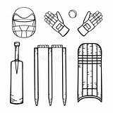 Coloring Pages  Cricket Equipment Set Page sketch template
