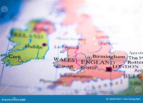 Geographical Map Location of United Kingdom England Wales Scotland Ireland in Europe Continent ...