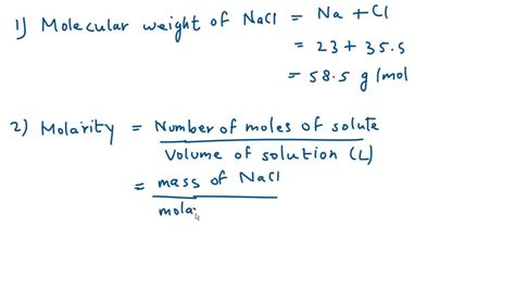 SOLVED: Preparation of 200 ml of 5M NaCl 1. Molecular weight of NaCL? 2 ...