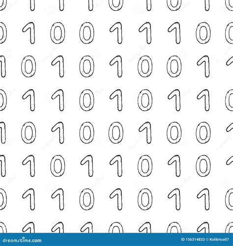 Vector Seamless Pattern of Hand Drawn Binary Code Stock Vector - Illustration of drawn, base ...