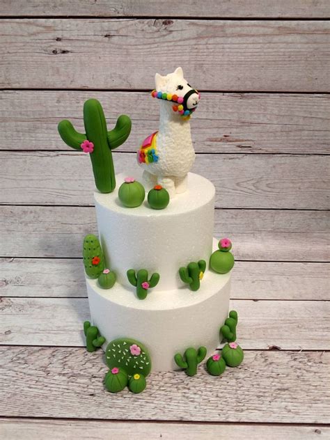 Fondant Llama and Cactus Cake Toppers Llama Cake Topper - Etsy