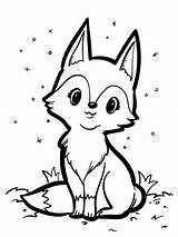 Cute Fox coloring Page For Kids sketch template