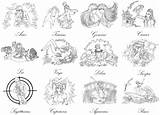 Signos Colorare Zodiacali Segni Ausmalen Ausmalbilder Tierkreiszeichen  sketch template