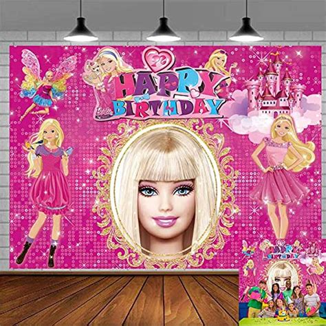 Barbie Party Backdrop Pink Photography Background Glamour Girl Lady Birthday Party Banner Cake ...
