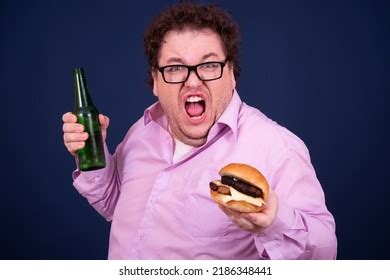 Funny Fat Man Drinks Beer Stock Photo 2186348441 | Shutterstock