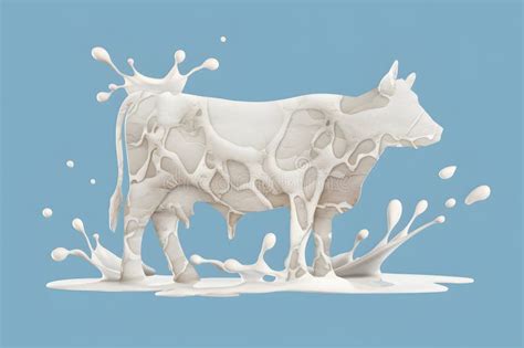 Cow Silhouette in Flowing Milk, Droplets and Splashes, Dairy Cow Breeds for Milk Production ...