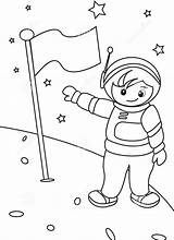 Girl Astronaut With Flag Coloring Page  Free Printable Pages sketch template