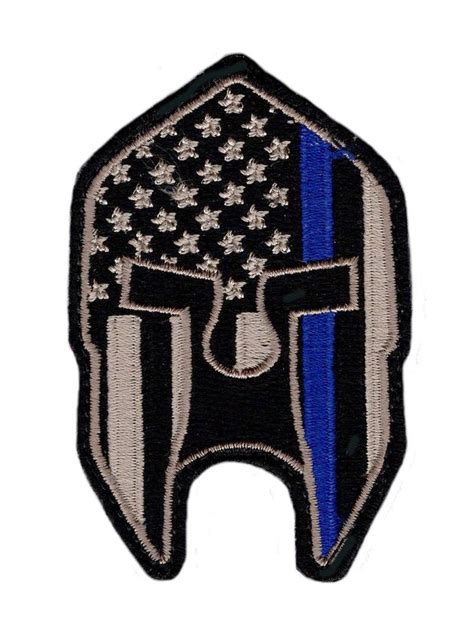 Spartan Helmet Thin Blue Line Patch (Embroidered Hook) – MILTACUSA