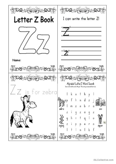 Letter Z Booklet: English ESL worksheets pdf & doc